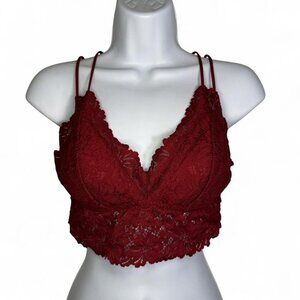 Victoria’s Secret Pink Strappy Lace Bralette in Wine Red